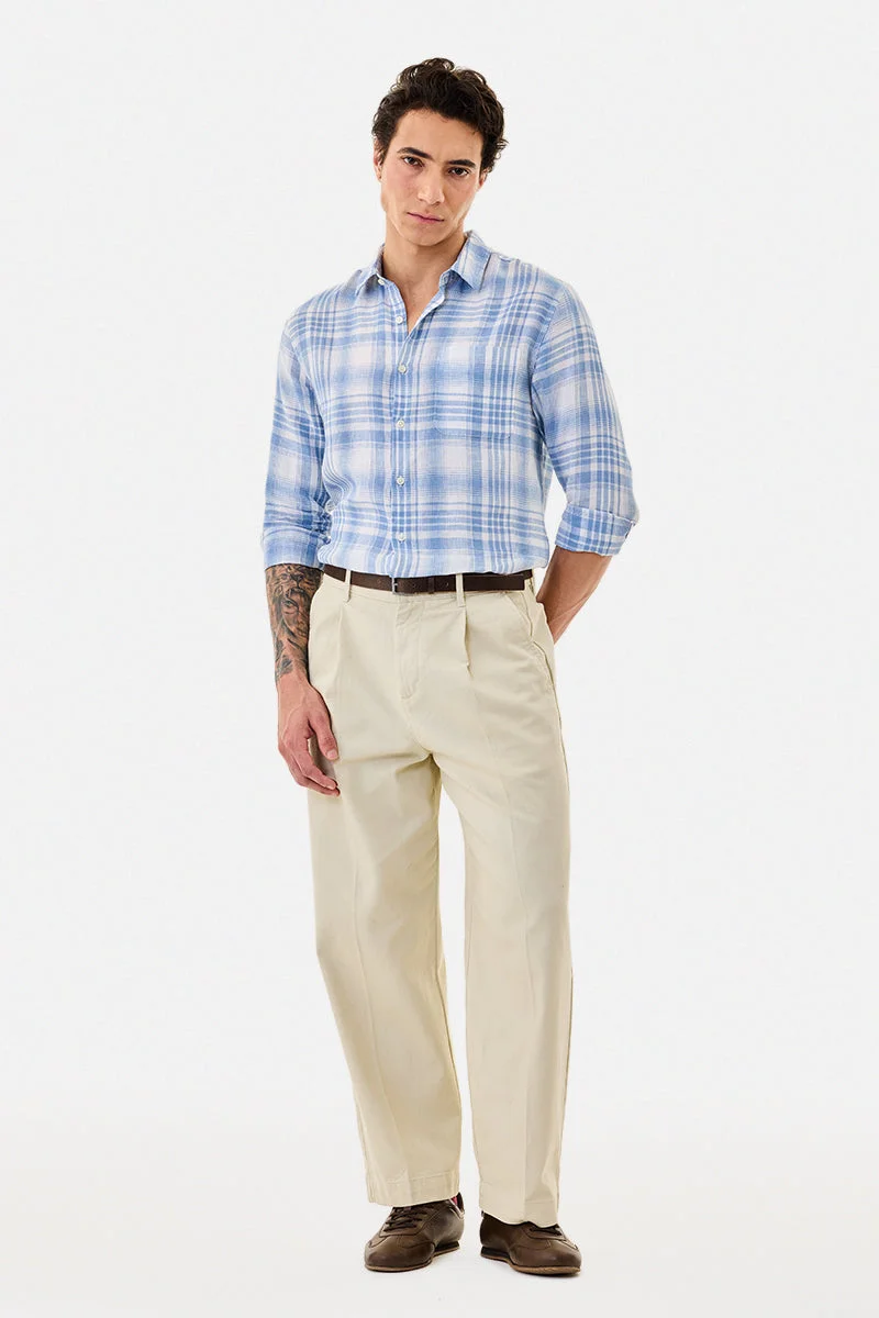 سنيتش 100% Linen Checks Shirt